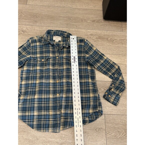 Vtg CC Filson Plaid Flannel Mens Size L Button Front Shirt Long Sleeve Green - Picture 4 of 8